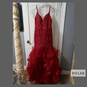 Long Red Mermaid Prom Dress